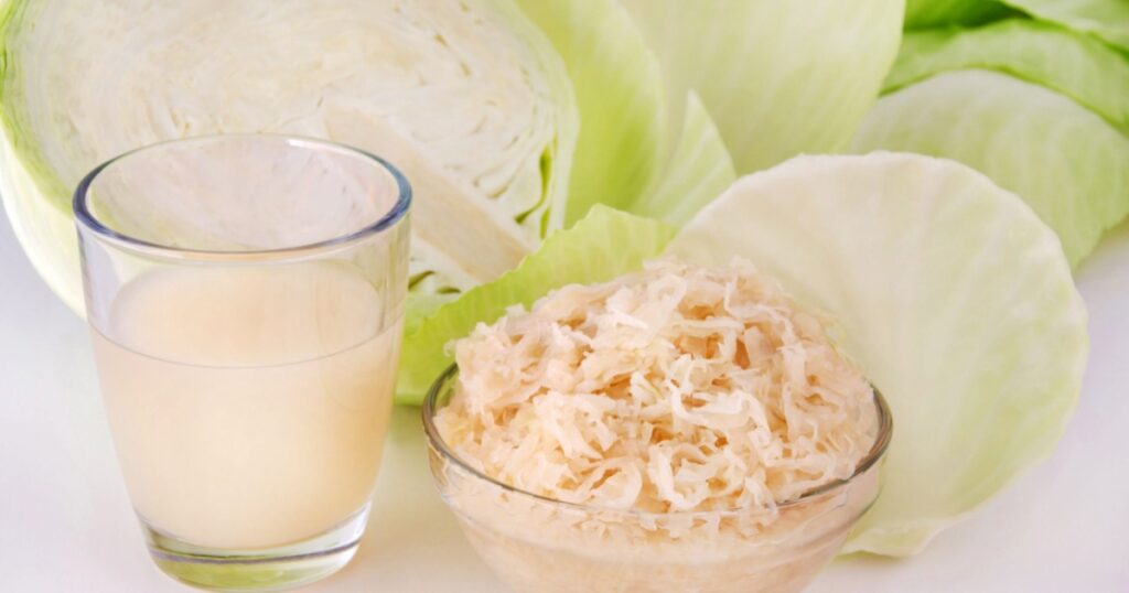 German Sauerkraut and Juice with White Cabbage
