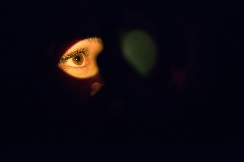 light showing on an eye